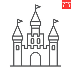 Castle line icon, building and architecture , fairytale palace vector icon, vector graphics, editable stroke outline sign, eps 10.