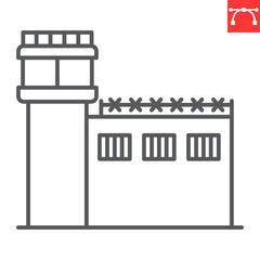 Prison line icon, building and architecture , jail vector icon, vector graphics, editable stroke outline sign, eps 10.