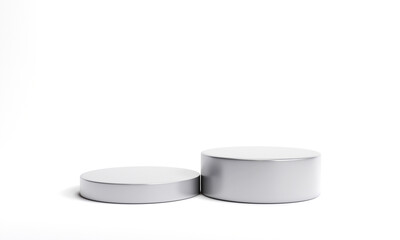 Platforms pastel. minimal scene with white podiums. Abstract geometric circle background. for trade show Cute, baby accessories, fashion, cosmetics, or beauty products