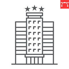 Hotel line icon, building and architecture , hotel vector icon, vector graphics, editable stroke outline sign, eps 10.