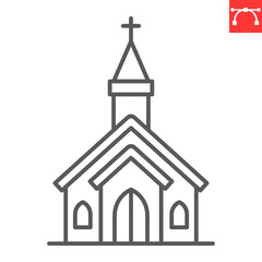 Church line icon, building and architecture , chapel vector icon, vector graphics, editable stroke outline sign, eps 10.