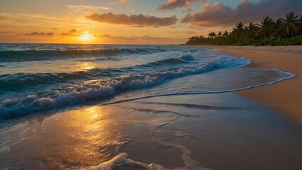 Obraz premium sunset over the sea Glowing Seaside Oasis Sunset Serenity