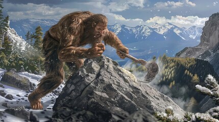 Neanderthal Primitive Human Illustration