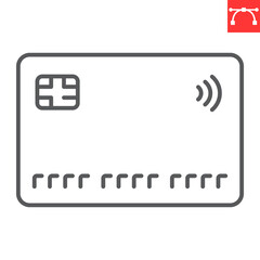 Credit card line icon, payment method and finance, debit card vector icon, vector graphics, editable stroke outline sign, eps 10.