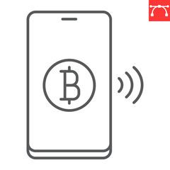Cryptocurrency payment line icon, payment method and finance, blockchain vector icon, vector graphics, editable stroke outline sign, eps 10.