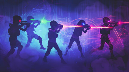 Children Having a Blast in Action-Packed Game with Laser Gun