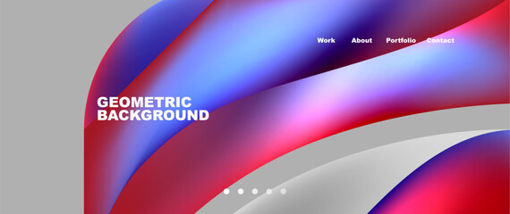A geometric background featuring red, blue, and white waves inspired by automotive design elements such as automotive lighting, hood, bumper, rim, and tire