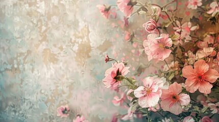 Vintage retro floral background illustration showcasing vintage floral wallpaper design in soft pastel 