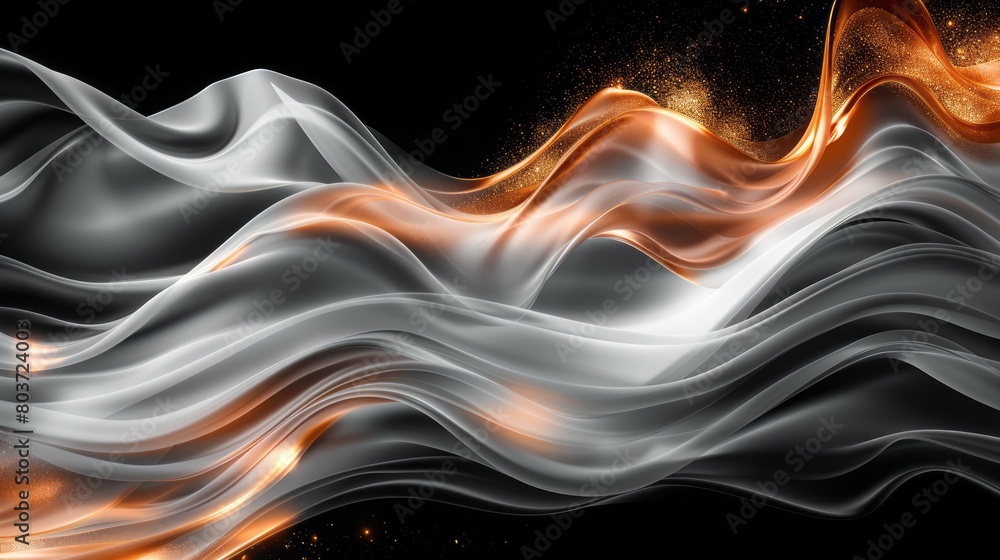 Poster 3d rendering, abstract background with flowing shapes.