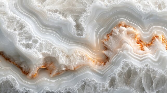 Gray and white agate stone slab. Polished surface of natural mineral.