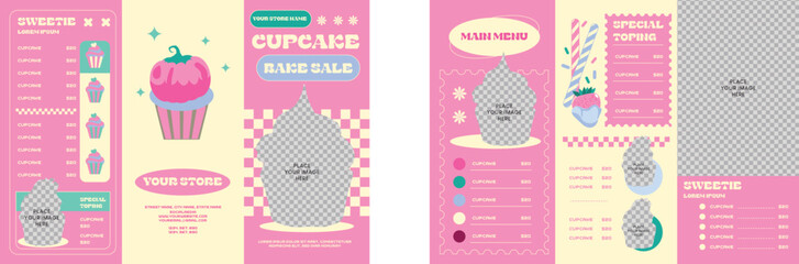 Cupcake Bakery Store Menu Trifold Brochure