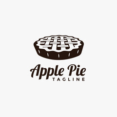 Vintage hipster retro apple pie logo vector template on white background