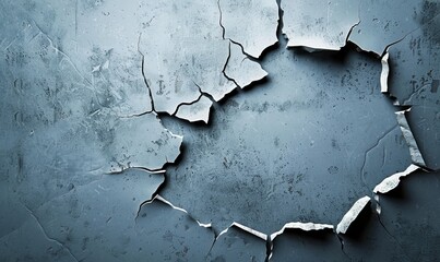 Cracked and damaged concrete wall surface