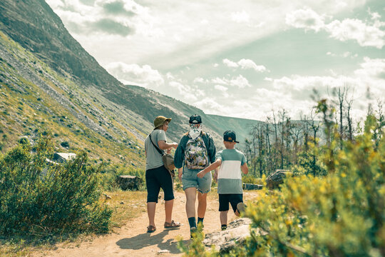 People hiking in the countryside 