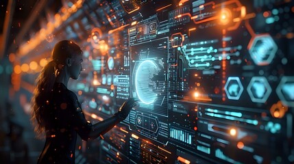 Obraz premium High-Tech Networking and Connectivity in a Futuristic Space