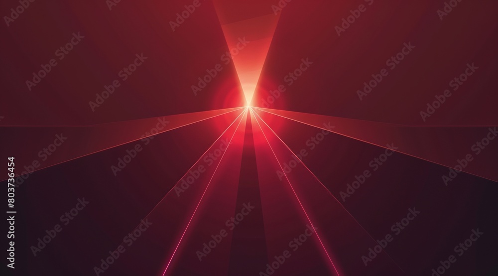 Wall mural A flat vector background with a red gradient, featuring two light beams that meet in the center and blend into one bright color - Wall murals