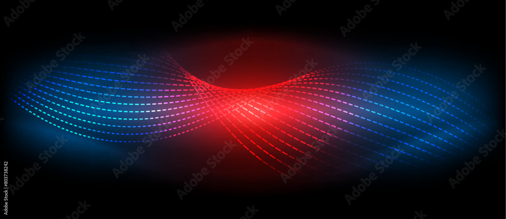 Aufkleber A red and blue light is illuminating a dark background, creating a mesmerizing pattern reminiscent of automotive lighting. The electric blue and magenta hues add a touch of artistry to the scene