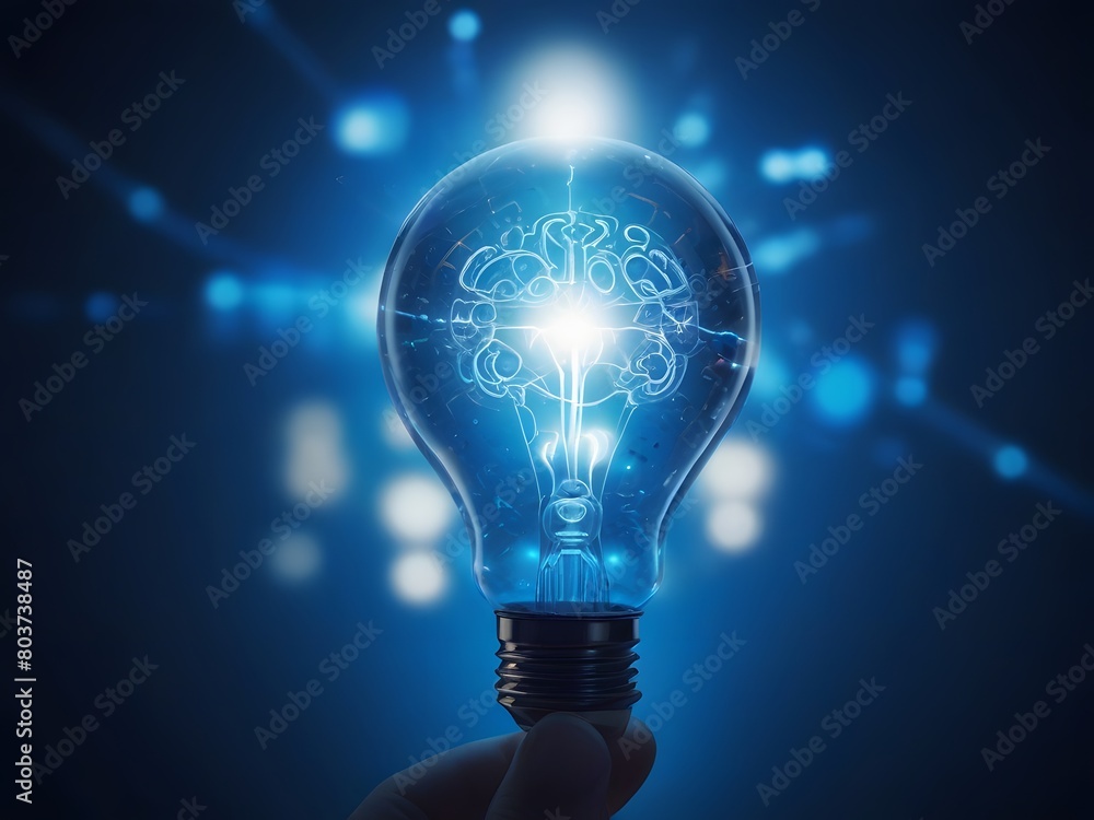 Aufkleber conceptual image of human hand holding lightbulb in form of brain generated by ai