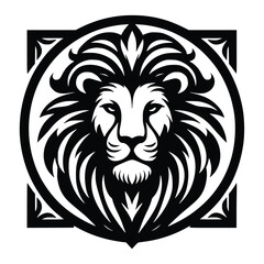 Obraz premium Lion head face logo vector illustration minimalist design template. also can use for t- shirt, emblem, tattoo and more