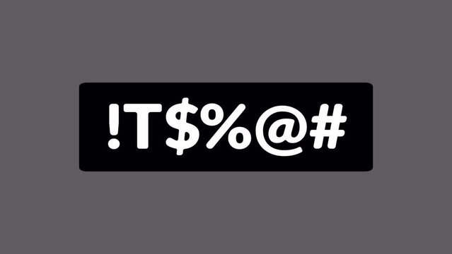 Set of Animated Symbol expressions, motion graphic style, exclamation, question mask, bad or rude word censored, silence dot, correct and wrong marks, Transparent background.