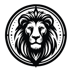 Lion head face logo vector illustration minimalist design template. also can use for t- shirt, emblem, tattoo and more