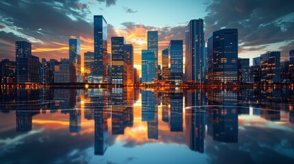  Picture of modern skyscrapers of a smart city,