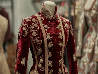 Ornate red and gold embroidered traditional clothing