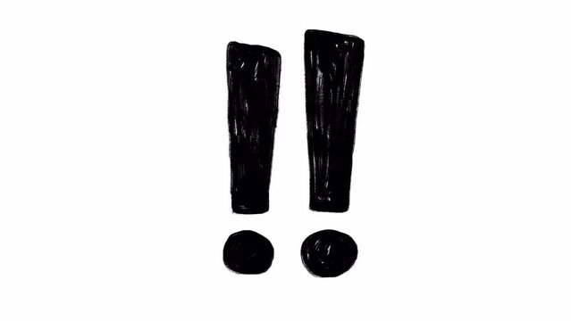 Set of hand-drawn Animated Symbol expressions, brush stroke doodle style, exclamation and question mask, bad or rude word censored, silence dots, correct and wrong marks, Transparent background.