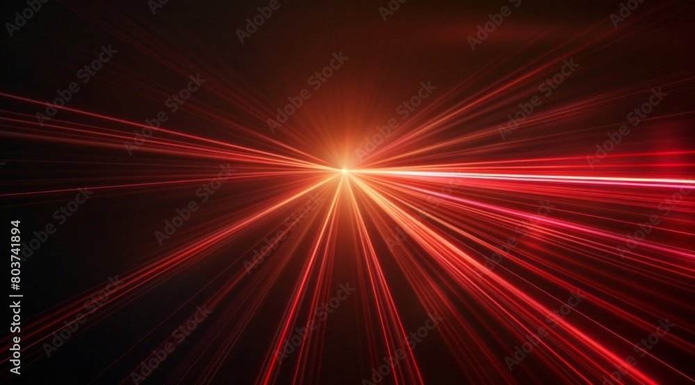 Wall mural a single red light ray, resembling an elegant line of energy or path on a dark background. the ray i