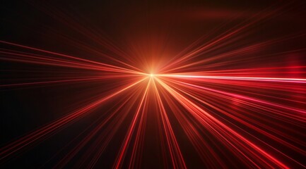 A single red light ray, resembling an elegant line of energy or path on a dark background. The ray is symmetrical and straight with soft edges, creating the illusion that it is moving at a high speed