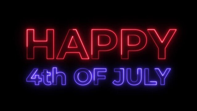 Happy 4th of July Neon Animation Text
