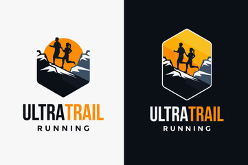 Badge patch emblem Outdoor Ultra Trail running logo vector set