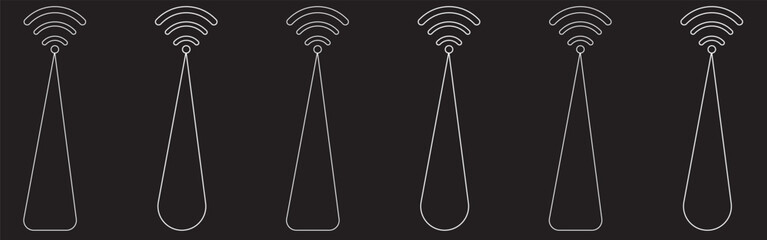 Antenna icon set. Radio antenna icon. Radio tower icons. Communication towers collection. Transmitter receiver wireless signal icons. Vector