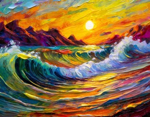 Colorful abstract background with tidal waves