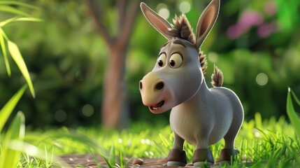 Cute 3D cartoon donkey character. cartoons. Illustrations