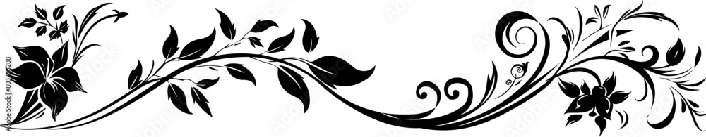 Poster set of floral ornament vector elements in the style of a simple vector style