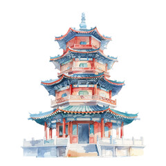 pagoda vector illustration in watercolor style