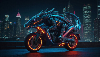 "Futuristic City Night: 8K Octane 3D Render with Cyber Neon Lighting and Motorcycles"Sport Motorcycle Bike Rider in Panning Style,futuristic mini touring bike neon color cinematic anime bike with bu

