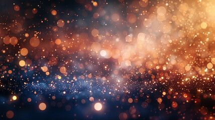 Bokeh effect golden lights black background Sparkling magic stars Abstract Glittering. Bokeh of gold lights against a dark background.