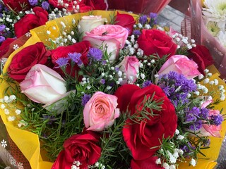 Flower boquet with different color roses