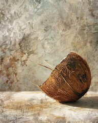 Coconut on grunge background.