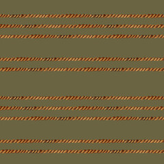 Seamless pattern of brown rope with stripes and bows from an old vintage postal writing set. Watercolor illustration for a themed template for Book Day, post office, nautical knots, antique store