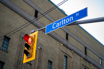 Carlton Street sign in downtown Toronto.