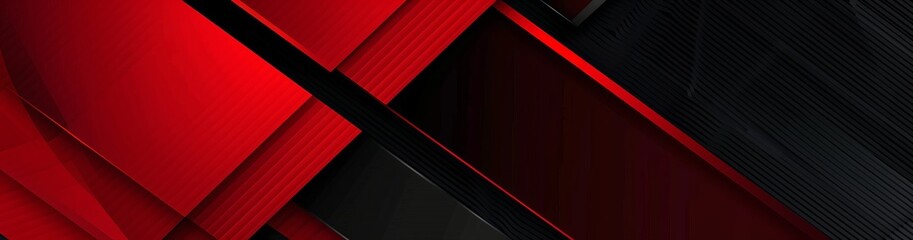 Obraz premium Red and black abstract background, red color scheme, sharp angles, dark gray colors, diagonal lines