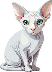 Sphynx cat on a white background. Vector illustration.