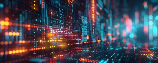 Dynamic Stock Market Tickers Display in an Illuminated Style