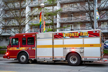 Naklejka premium Fire truck from Toronto Fire Department. Toronto, Canada - April 29, 2024.