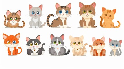 Obraz na płótnie Canvas Cute Cartoon Cats on a white background. cartoons. Illustrations