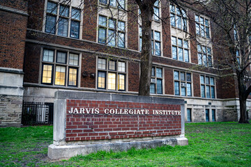 Naklejka premium Jarvis Collegiate Institute building. Jarvis Collegiate Institute is a high school in Toronto. Toronto, Canada - April 29, 2024.