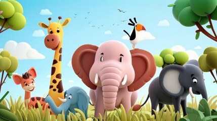 Animal set background. cartoons. Illustrations